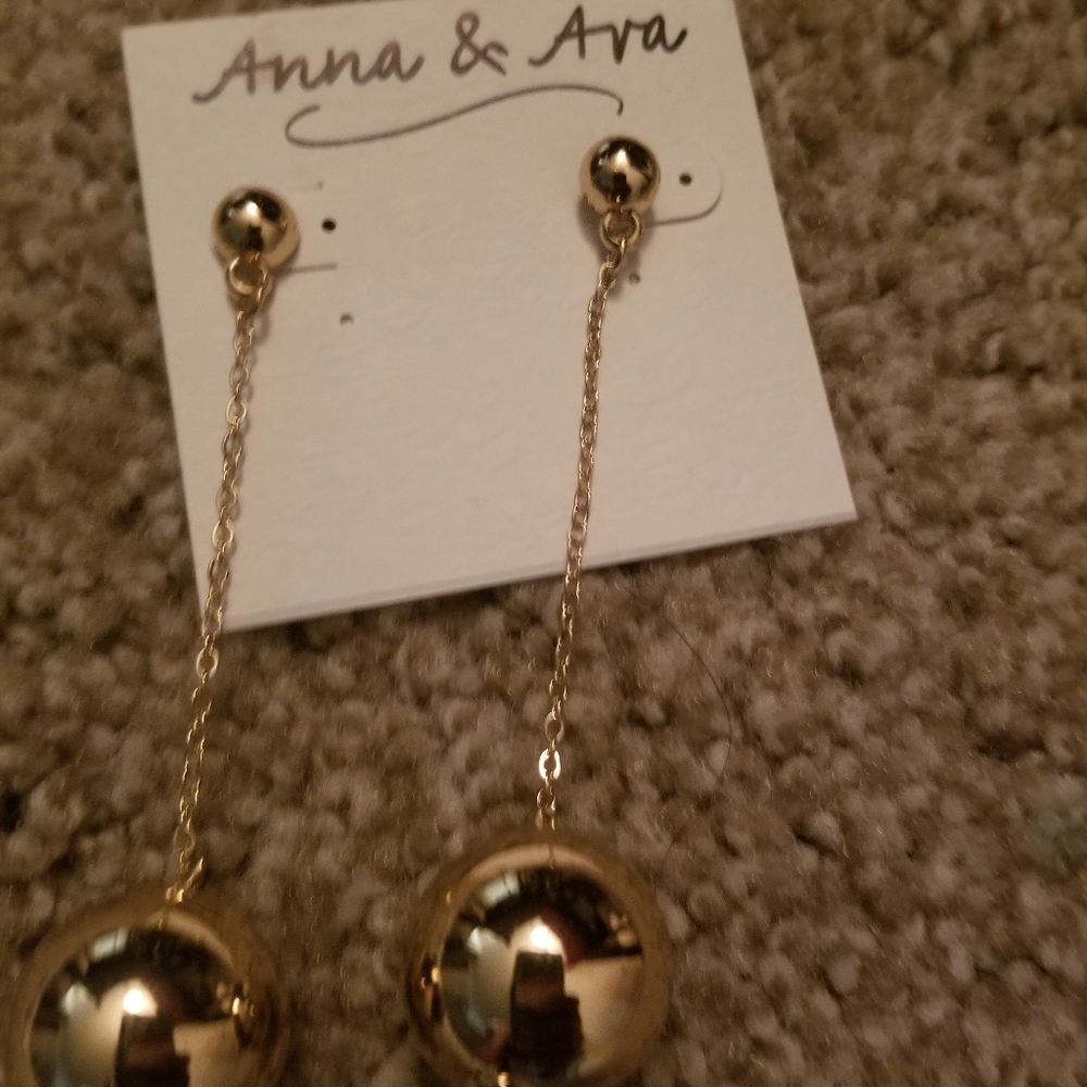 Gold ball drop earrings